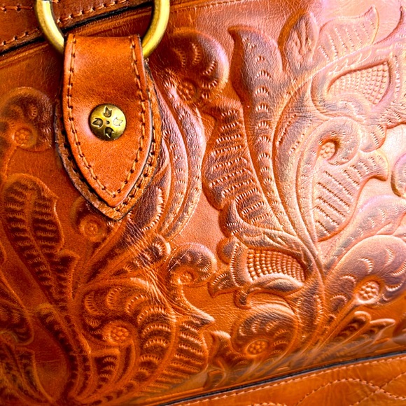Patricia Nash Zorita Satchel Floral Tooling Triple Compartment Leather Bag - Picture 3 of 6